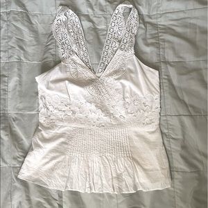 EUC J.Crew COLLECTION side zip cotton top with embroidery, pleats, lace. Size 4